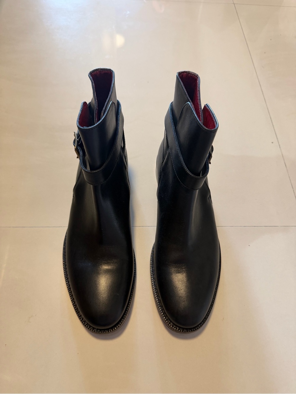 Burberry Black Leather Ankle Booties with Buckle Detail - Picture 10 of 10